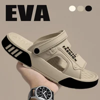 Chaussons d'été pour hommes en EVA à semelle souple, sandales compensées, chaussures de marche intérieures et extérieures, tongs de plage, chaussures d'intérieur pour hommes 1