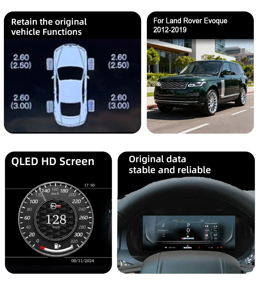 Digital Instrument Cluster For Land Rover Evoque 2012-2019 iOS Carplay,Speedomet