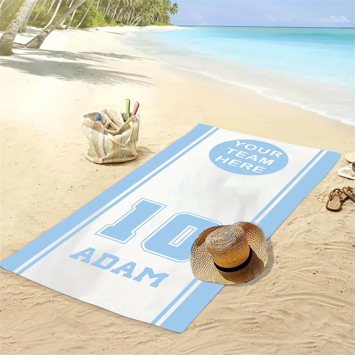 Personalized Custom Sport Team Beach Towel with Badminton Tennis Club Logo Volleyball Soccer Design for School Teams Custom Gift