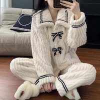 2Pcs/set women's pajamas autumn and winter students home wear padded and thickened warm princess clothes women's clothing - Image 6