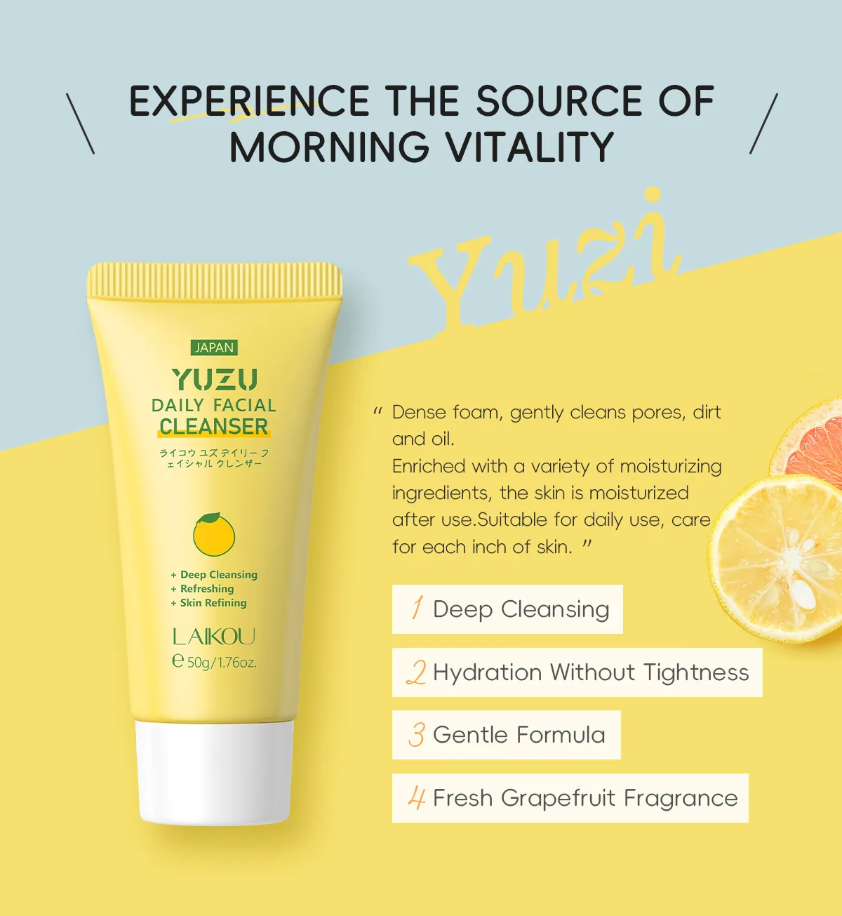 LAIKOU Facial Cleanser Skin Cleansing Moisturizing Anti Acne Blackhead Remove Skincare Face Wash Foam Face Cleanser Skin Care 5