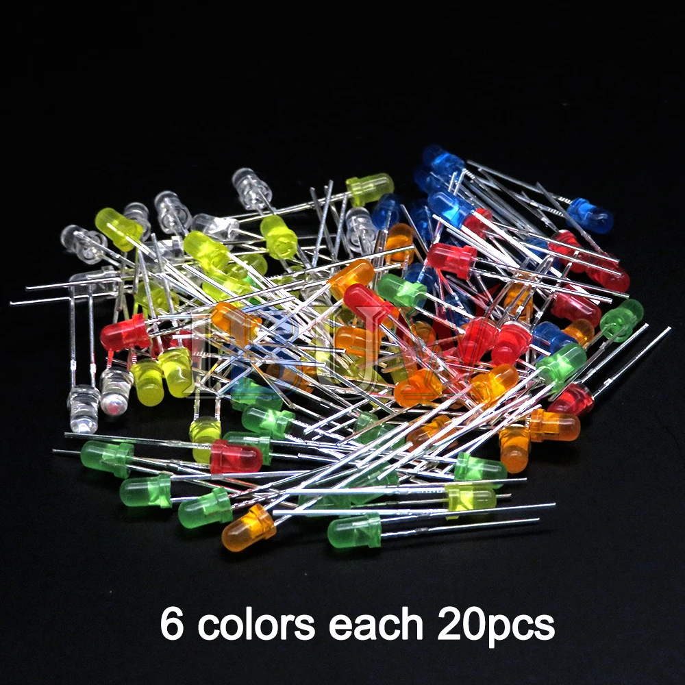 100PCS/lot 3mm LED Diode F3 Assorted Kit ibuw White Green Red Blue Yellow Orange Pink Purple Warm White DIY Light Emitting Diode led light kit