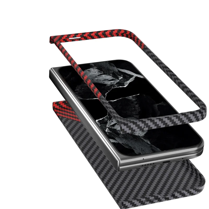Ultra Thin Carbon Fiber Pattern Frosted Shockproof Folding Case