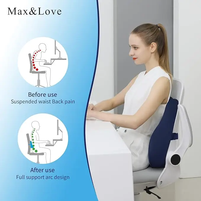 Office waist pillow ergonomic lumbar support memory cotton 4D curved waist pad car rest