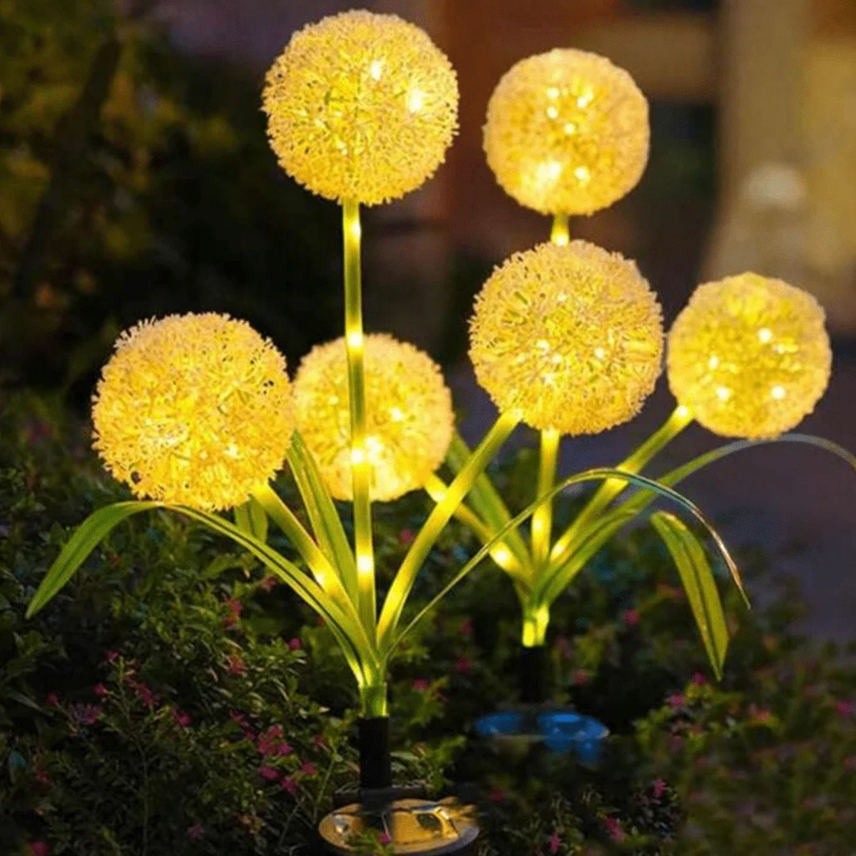 Solar Powered Warm/colorful Heads Onion Head Light for Garden Lawn Patio Pathway Outdoor Light Battery-operated Garland