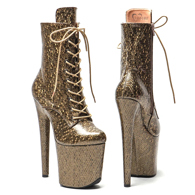 Leecabe 20CM/8inches PU upper  High Heel platform Boots Pole Dance boots