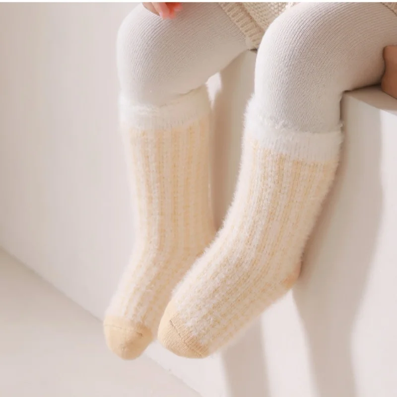 Toddler Girls Infant Socks 0-5Y Boy Baby Socks Thickened Fleece Lined Mid Calf Socks Winter Warm Casual Daily Wear Thermal Socks - Image 5