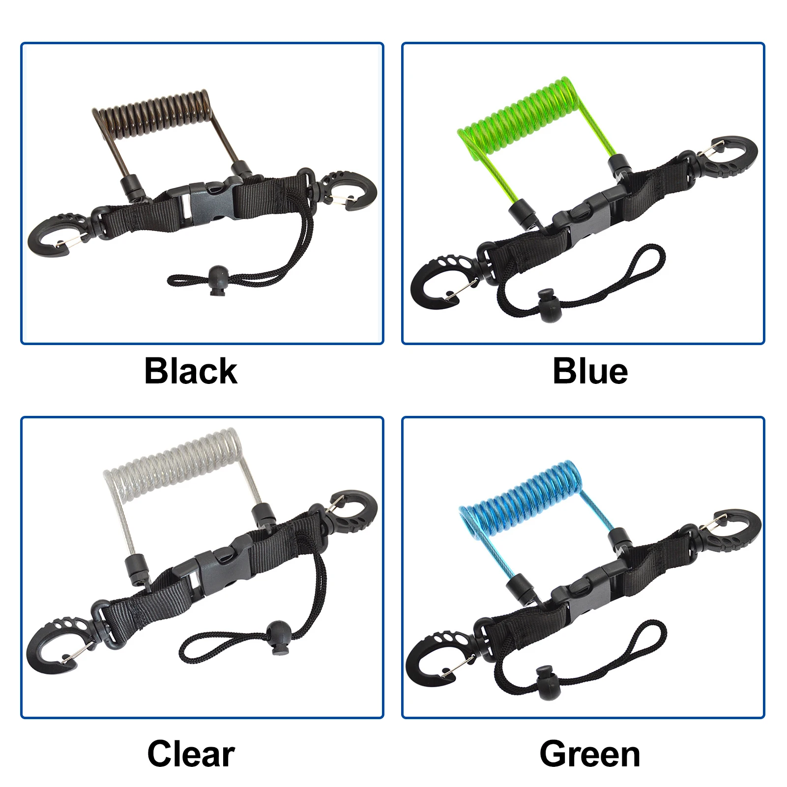 Spiral Coil Cable Anti-lost Camera Flashlights Safety Leash for Diving Snorkelling Surfing Kayaking camera cable leash