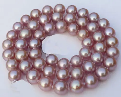 shupping stunning 9-10mm natural south sea lavender pearl necklace 45cm