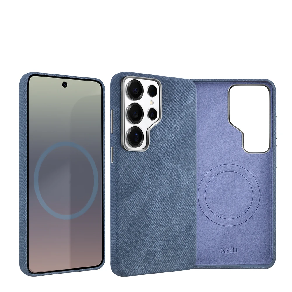 Vietao Microfiber Cell Phone Case with Magnetic Wireless Charging and Metal Camera Lens Protector