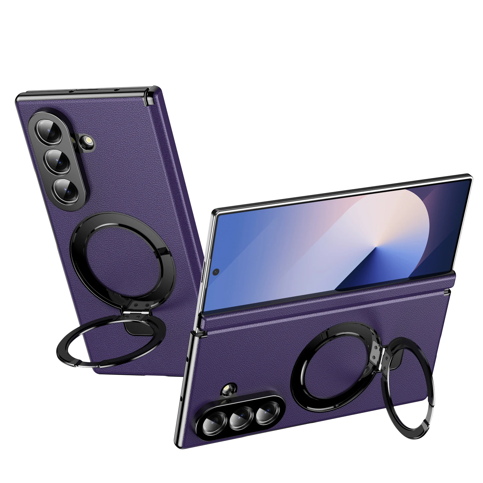 Leather and PC Magnetic Stand Phone Case with HD Screen Protector