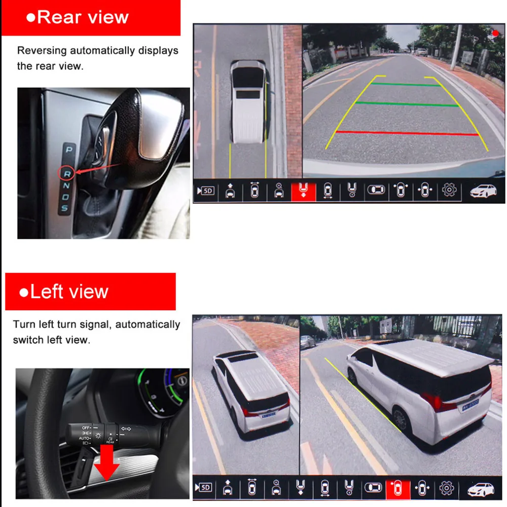 360 Panoramic Camera 360 Degree Camera Smartour AHD 2K 1080P 3D 360 Degree Bird View System Cameras Car Parking Surround View Video 4CH Recorder DVR UHD For Alpha