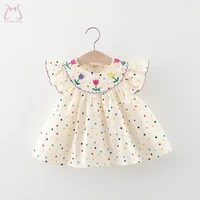 Summer New Baby Girl Dress Colorful Polka Dot Embroidered Flowers Cotton Children Clothes 0 to 3 Years Old 1
