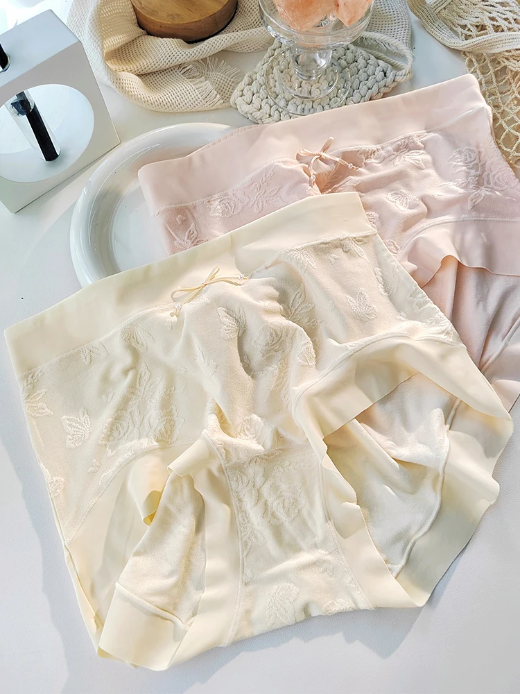 2025 New Plus Size Women's High Waisted Panties Cotton Antibacterial Underwear Breathable Seamless Panty with Cotton Gusset 2