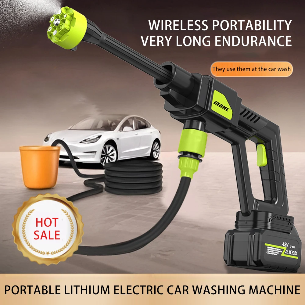 6 in 1 cordless pressure cleaning water gun 300w portable high pressure washer adjustable nozzle light jet washer