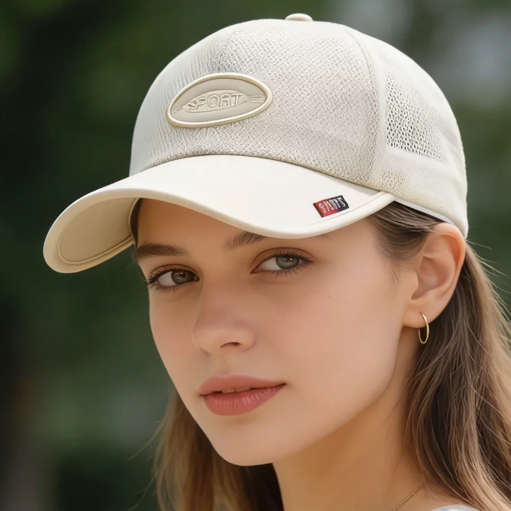 Neue Unisex-Baseballkappe mit langem Schirm und Mesh-Einsatz, atmungsaktiv, Sonnenschutz, Trucker-Hüte für Männer und Frauen, Outdoor-Wander- und Sportkappen – Detail 11