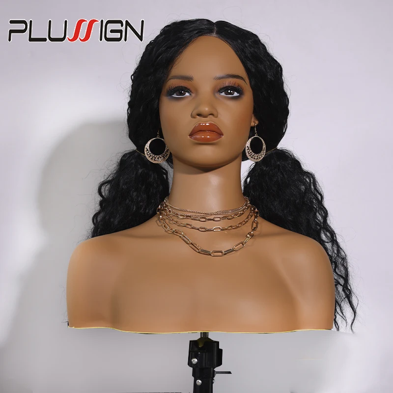 African Wig Head Pvc Foam Doll Head Realistic Mannequin Head For Wig Female Mannequin Head With Shoulders Display Wig Stand