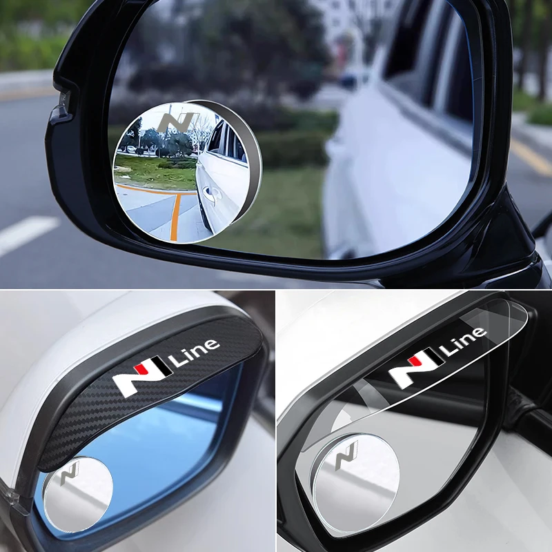 Car rearview mirror rain eyebrow small round mirror 2pcs For Hyundai N LINE i10 i30 i20 Sonata Accent Tucson Elantra
