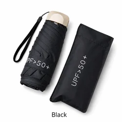 Compact UPF50+ UV Protection Mini Umbrella - Lightweight, Portable, and Foldable - Metal - fiber composite (Black)