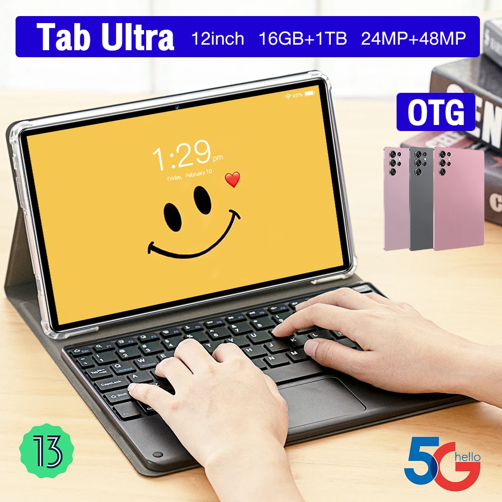 울트라 러닝 오피스 엔터테인먼트 태블릿 PC, 안드로이드 태블릿, 와이파이 5G 탭, 16GB + 1TB, 12 인치 FHD 디스플레이, 8800MAh, 스냅드래곤 8 세대, 신제품
