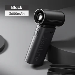 Enhanced Handheld Turbo Fan - Super Strong Wind, 5 Speeds, Long Battery Life, USB Rechargeable, Multipurpose Pocket Fan (Black 3600mAh)