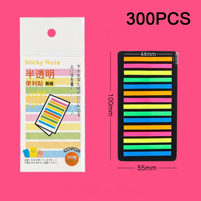160/300Pcs Color Stickers Transparent Fluorescent Index Tabs Flags Sticky Note Stationery Children Gifts School Office Supplies 300pcs