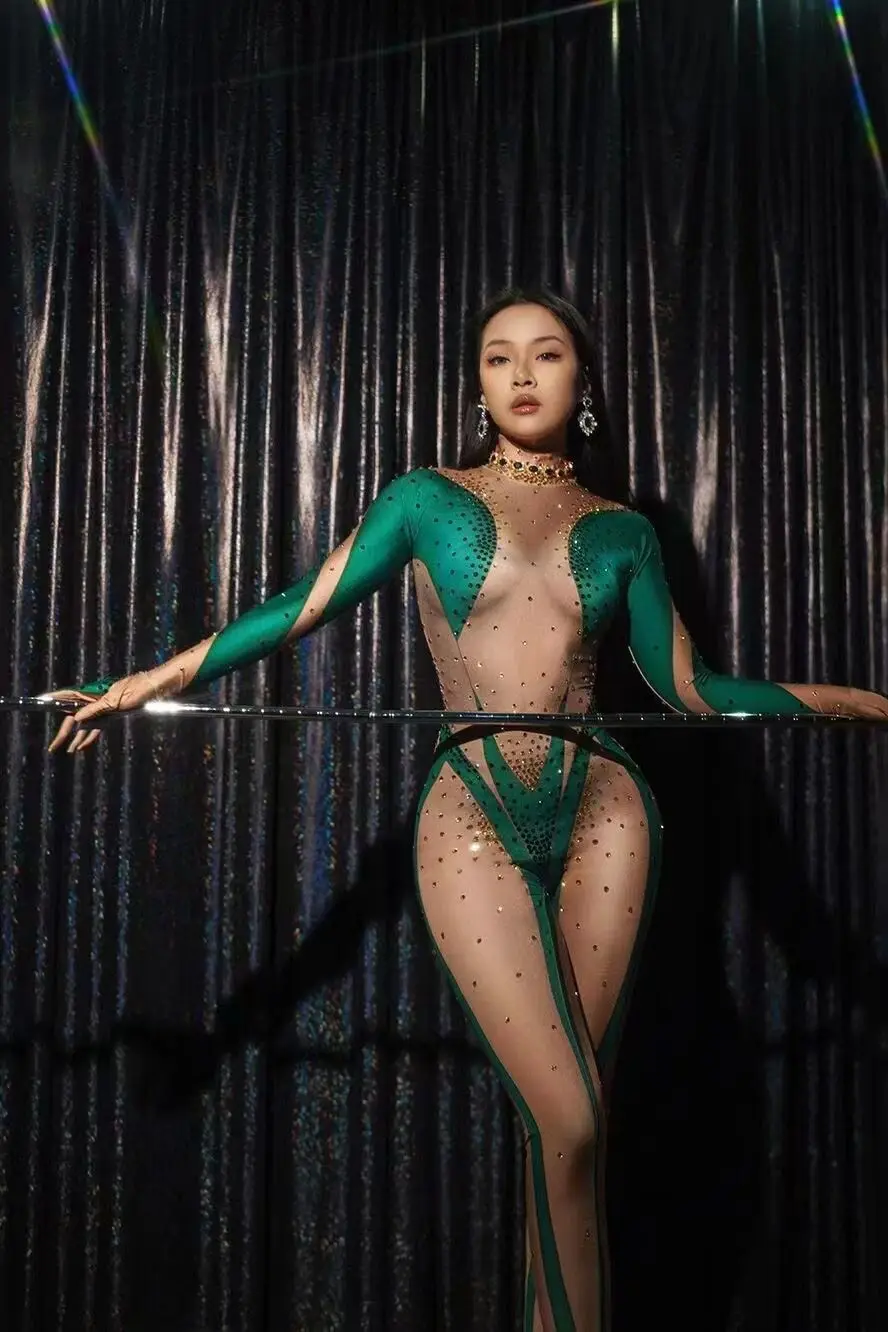 Sexy Nightclub Romper Rhinestones Jumpsuit Club Dancer Performance Costume Show Stage Wear