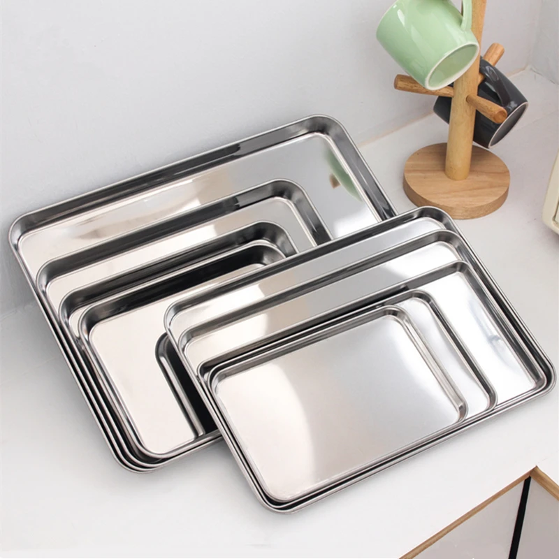 Storage tray Rectangle Steamed Sausage Noodles Storage Trays Stainless Steel Fruit Dish Restaurant Hotel Kitchen Pastry Food Baking Plates