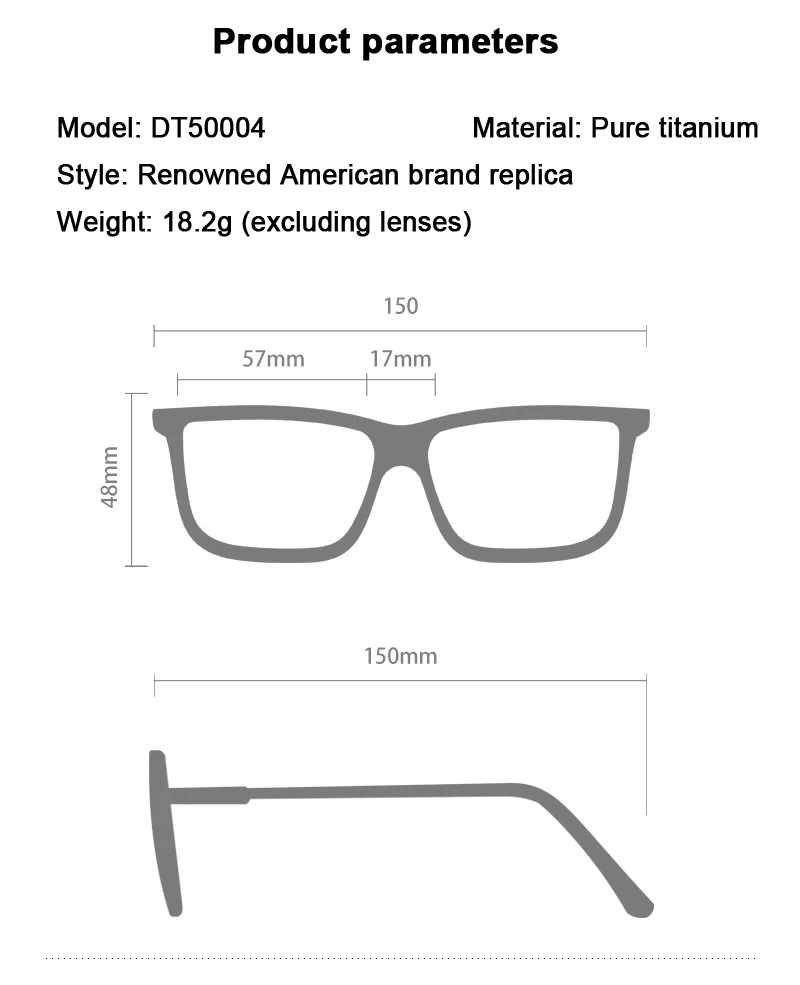 American Design Replica Pure Titanium Double Bridge Glasses Retro Lightweight Large Frame Men 150mm Width Big Face Eyeglasses – Detail 4