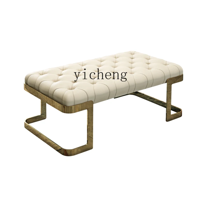 

XL Leather Shoe Changing Stool Long Stool European Style Footstool Soft Upholstery Leather Stool Tailstock Stool