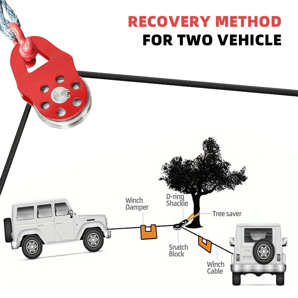 6T Towing Pulley Snatch Block For Heavy Duty Winch Synthetic Rope Steel Cable UTV Tractor