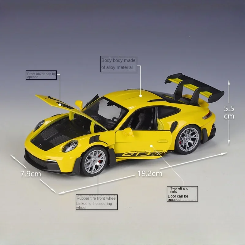Welly 1:24 Porsche 911 GT3 RS Alloy Sports Car Model Diecast Metal Track Racing Vehicles Car Model Simulation Childrens Toy Gift 2