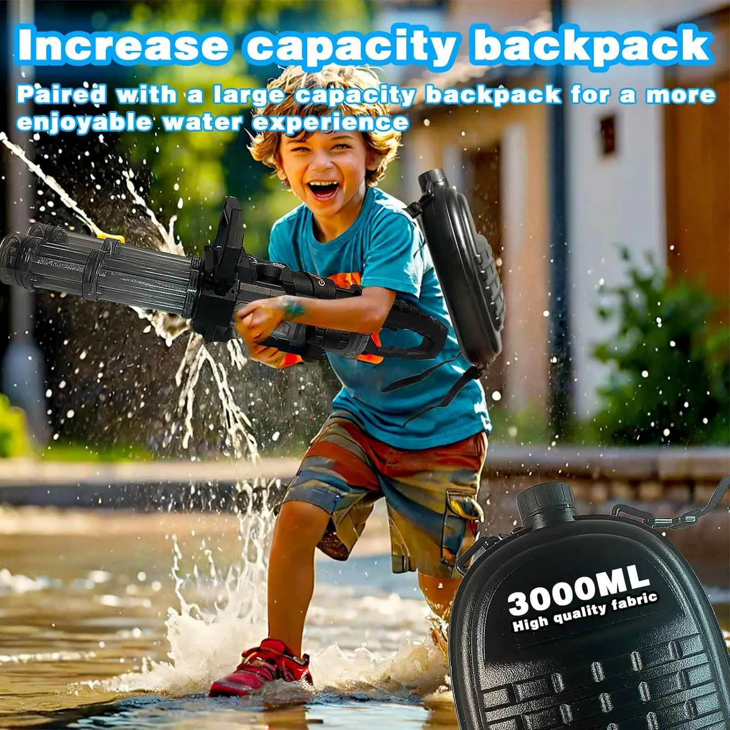 Dual Shooting Gatling Water Gun Simulated Flame Blaster Outdoor Toys for Children Adults Automatic Squirt Guns Gifts Boys Girls 6