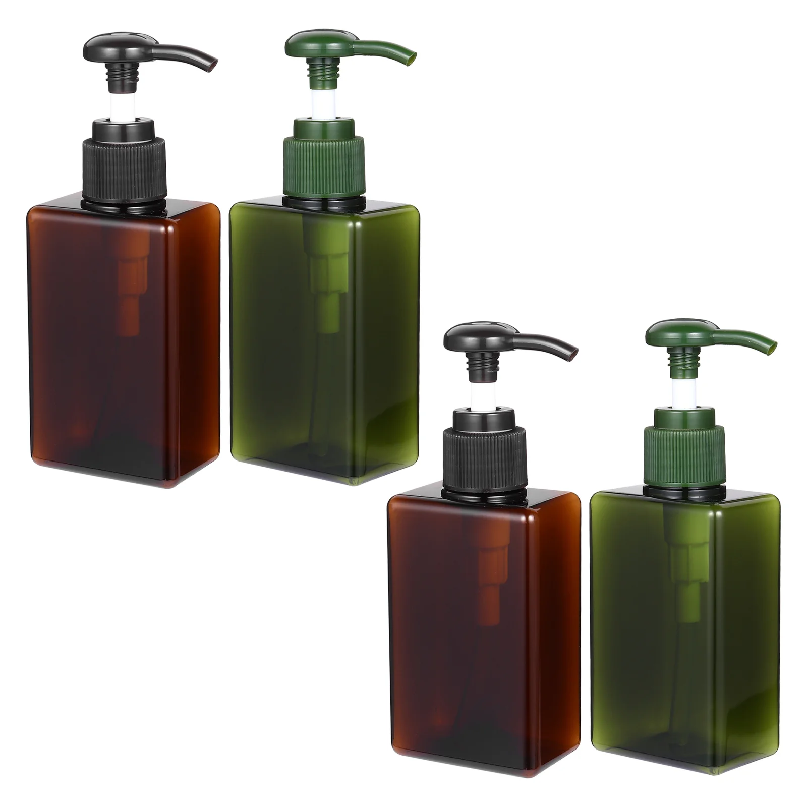 4 Pcs Hand Pump Bottle Dark Green Color Home Glass Shampoo Pump Liquid Storage Press Dispenser Empty Emulsion Bottles