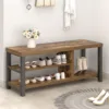 Shoe Bench Modern Wood Storage Bench for Entryway Hallway Industrial Indoor Shoe Rack Bench Seat for Living Room Bedroom 4