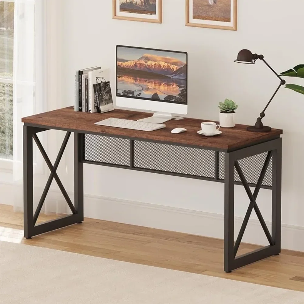 

OEING BON AUGURE 60 Inch Computer Desk for Home Office, Industrial Metal Wood Desk, Farmhouse Large Writing Desk, Modern Sturdy