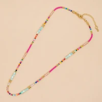 Go2boho-Colliers perlés Boho pour femmes, arc-en-ciel coloré, été, bohème, perle mixte, cristal, colliers de présidence, tour de cou, bijoux de plage 1