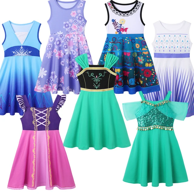 Nouvelle robe de princesse pour filles, costume de cosplay Anna, robe décontractée pour fête de carnaval d'été, costume mignon pour fête d'anniversaire 1