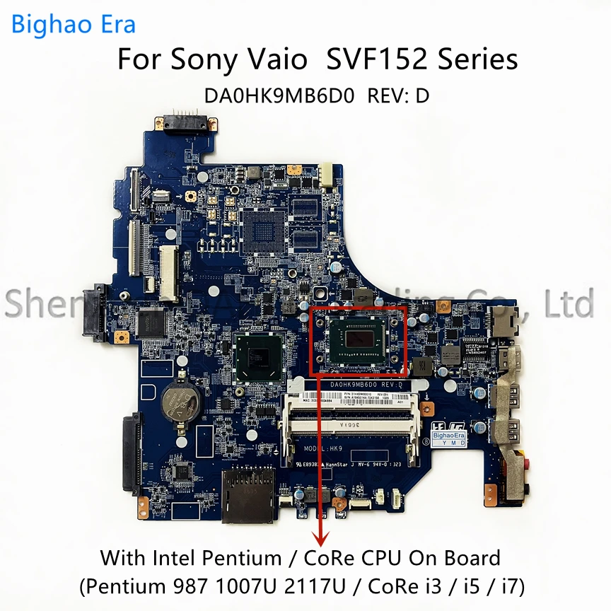 

Материнская плата DA0HK9MB6D0 для ноутбука Sony Vaio SVF152 HK9 с Intel Pentium i3-3217U i5 i7 CPU DDR3 A1945023A A1945017A A1945014A