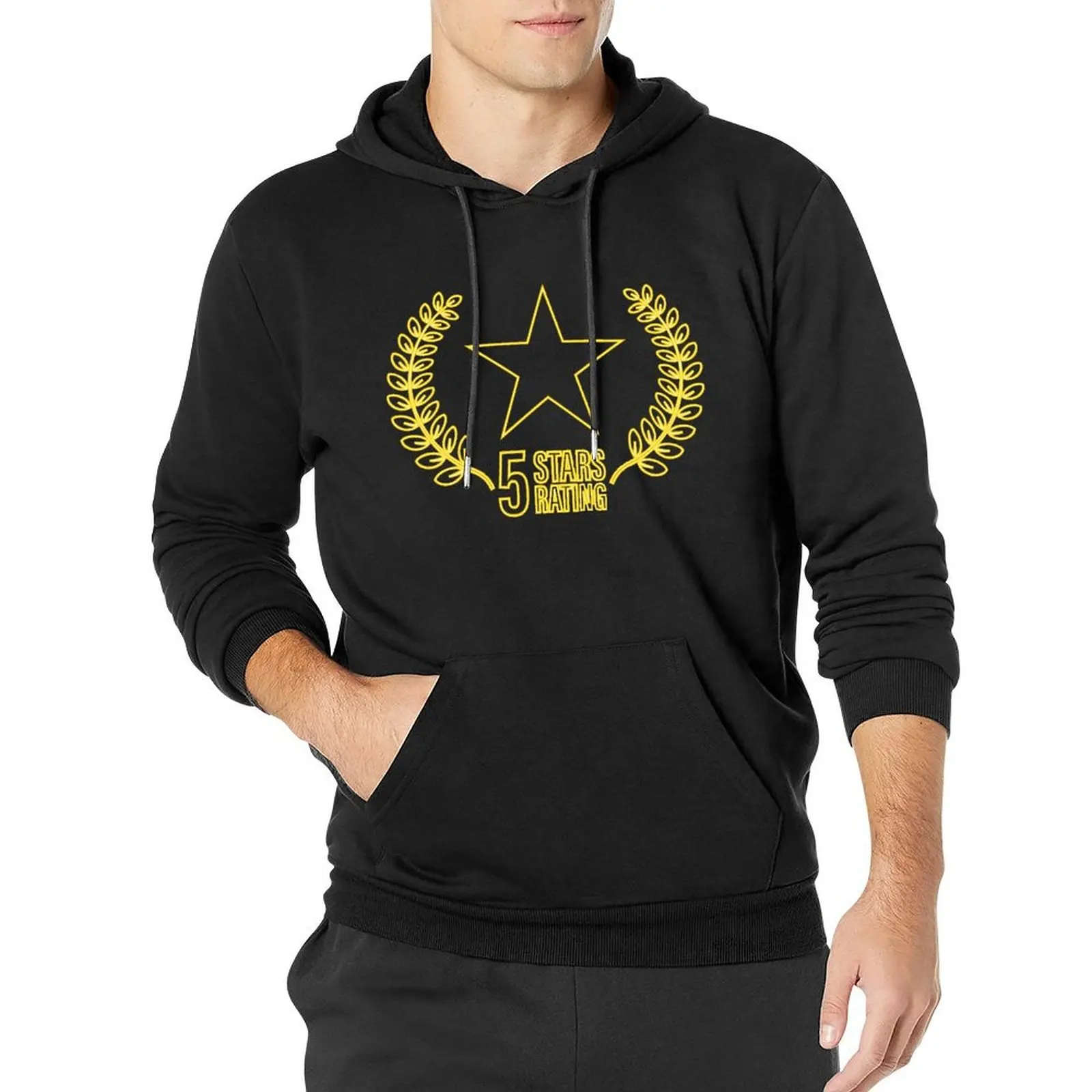

5 Five Star Rating Casual Hoodies Funny Stars Print Harajuku Cotton Sweatshirts Winter Street Style Oversized Pullover Hoodie