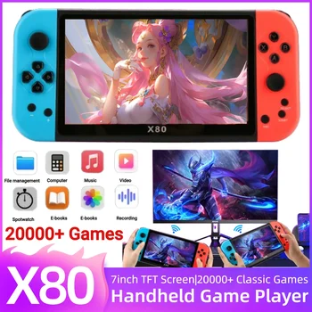 X80 Handheld Game Console Built-in 20000+ Classic Games Portable Video Game Console HD TV Output Arcade Game Player Kids Gifts