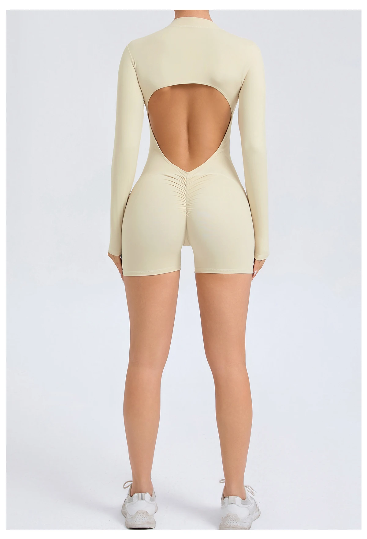 Frauen Yoga Overalls Zipper Design Gepolsterte Overall Langarm Sexy Casual Straße Plain Einem Stück Dünne Frauen Herbst Strampler – Detail 21