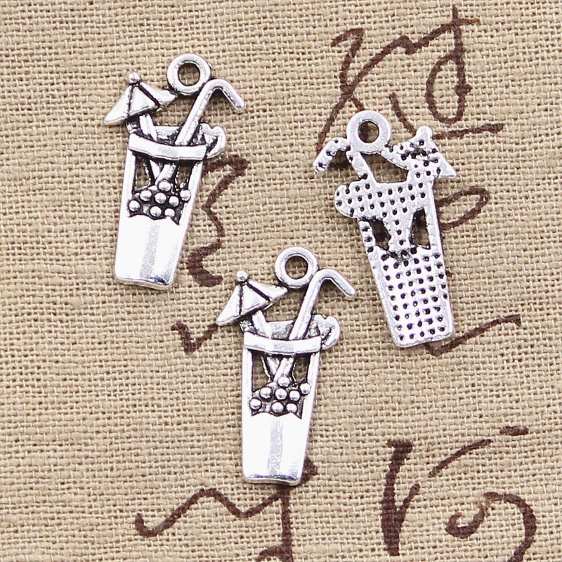 20pcs Charms Kaltes Getränk Tasse 23x13mm Antike Bronze Silber Farbe Anhänger, Die DIY Handgemachten Tibetischen Bronze silber Farbe Schmuck