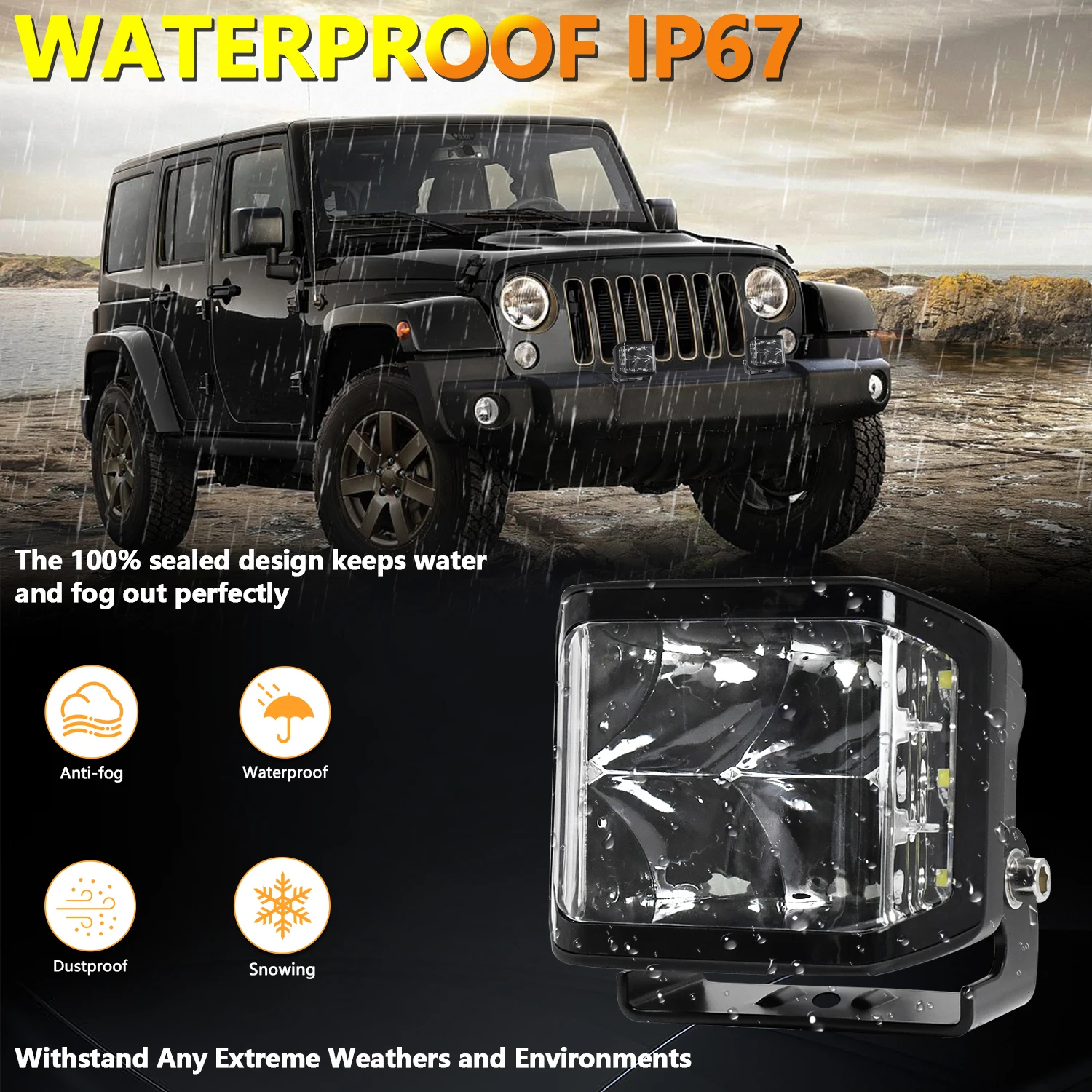 Led Work Fog Driving Lights Bar High Beam Headlights 12v LED Lighting Brackets W