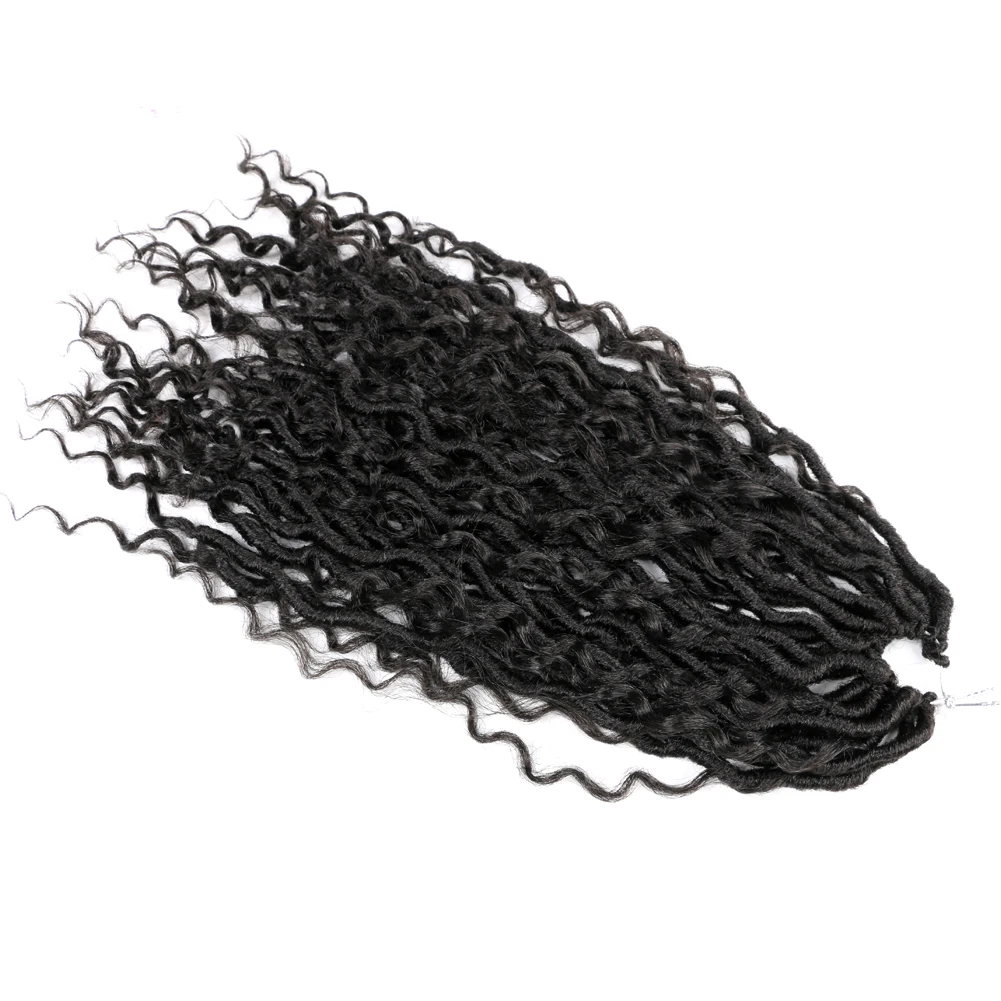 18 Inch Ombre Brown Boho Faux Locs Crochet Hair Synthetic Goddess Locs Crochet Hair Pre Looped Crochet with Curly Ends for Women