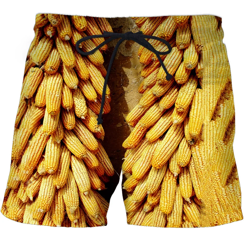 Summer Funny Corn Hawaiian Beach Shorts Maize 3D Print Men Casual Surfing Board Shorts Oversized Swimwear Trunks Kids Clothing 6