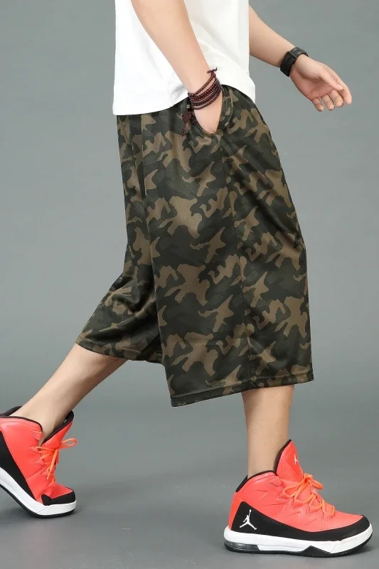 남성용 스트레치 루즈 러닝 반바지, 신축성 허리, 무릎 길이 프린트, 플러스 사이즈 XL, 2XL, 3XL, 4XL, 여름 캐주얼, 신상 패션