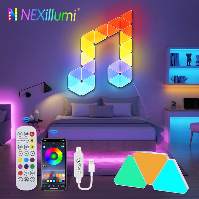 WiFi Smart LED Panel Light RGB Triangle Wall Lamp Music Sync Remote Control  LED Quantum Light Alexa Google Home DIY Decor Light - AliExpress