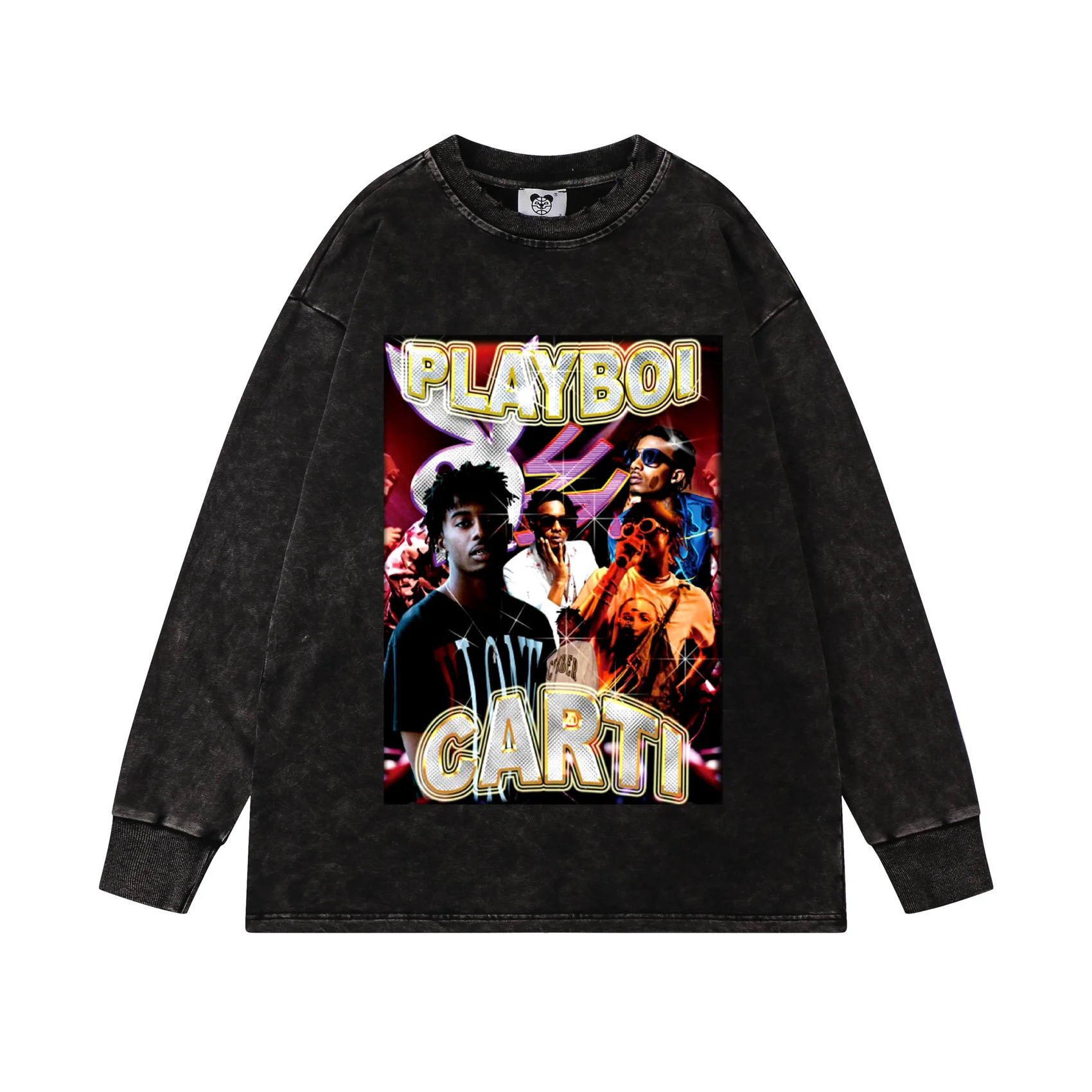 

PLAYBOI 2023 New Luxury CARTI No tag Old Washing Pullover Hoodies Hoody hooded Sweatshirts velvet Cotton Standard thickness R68