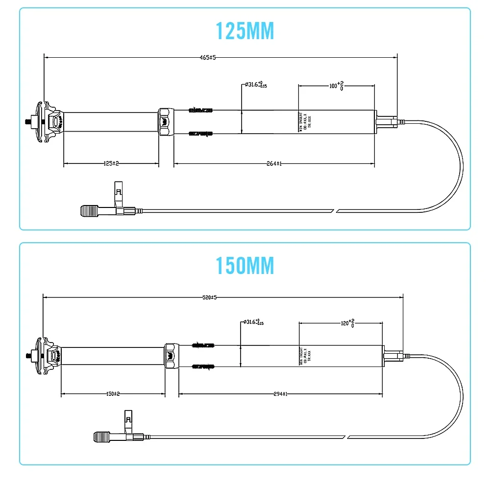 Elevos MTB Dropper Sattelstütze 31,6 mm 125 mm/150 mm Down Pull Internes Kabel Fernbedienung Verstellbare Suspensin Sattelstütze – Detail 3